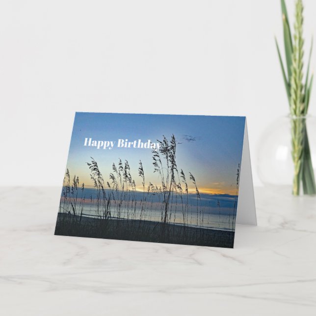 Myrtle Beach Grass Sunrise Photo Birthday Card (Front)