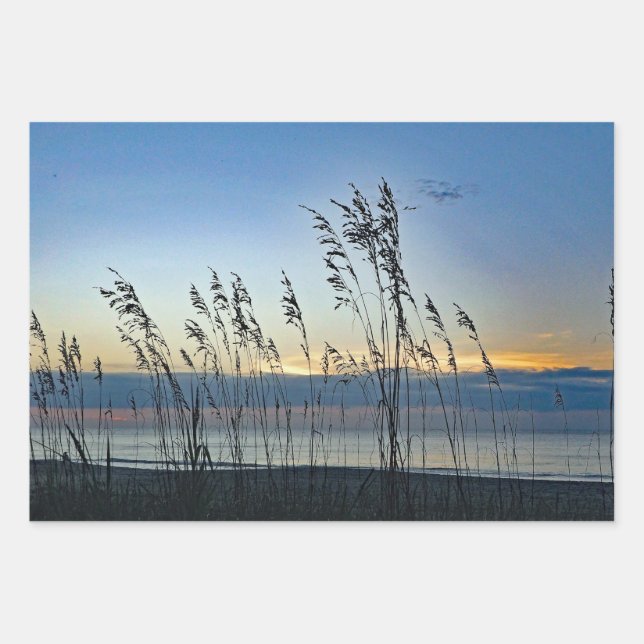 Myrtle Beach Grass Sunrise Photo Wrapping Paper Sheet (Front)