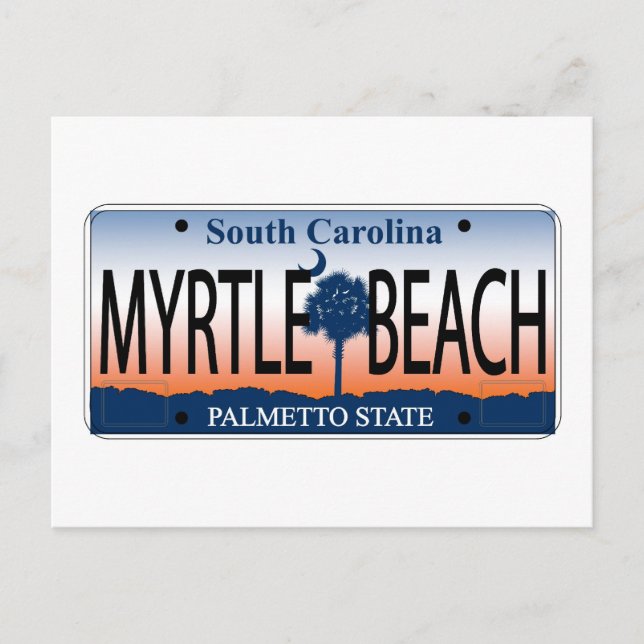 Myrtle Beach License Plate Postcard (Front)