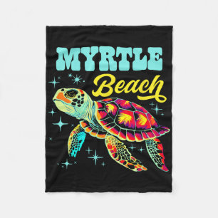 Myrtle Beach Sc Artistic Sea Turtle Retro Fleece Blanket