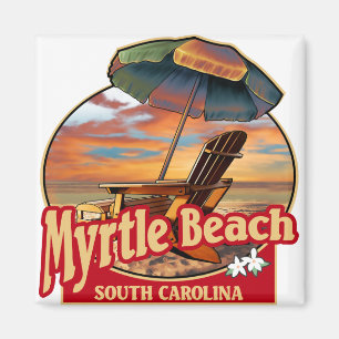 Myrtle Beach SC Beach Scene Design Magnet