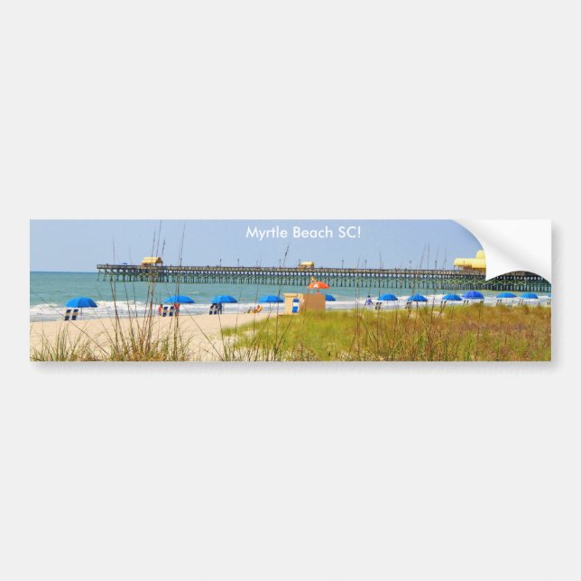 Myrtle Beach SC bumper sticker, Beach Scene Sticker (Front)