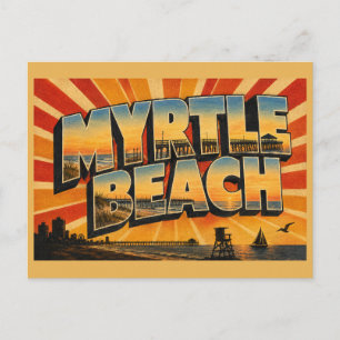 Myrtle Beach SC Pier Ocean Shore Art Postcard