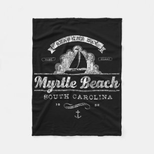 Myrtle Beach Sc Sailboat Vintage Nautical Tee Fleece Blanket