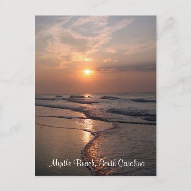 Myrtle Beach SC Sunrise Over Ocean Post Card (Front)