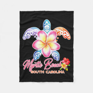 Myrtle Beach Sea Turtle Plumeria South Carolina Fleece Blanket