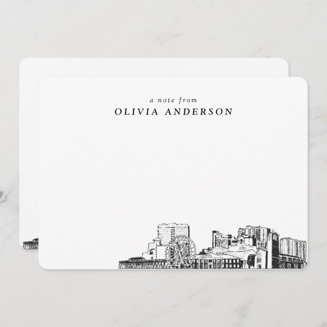 Myrtle Beach Sketch Personalised Note Cards (Front/Back)