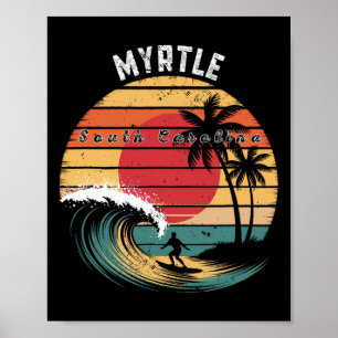 Myrtle Beach South Carolina Beach Surfing  Poster