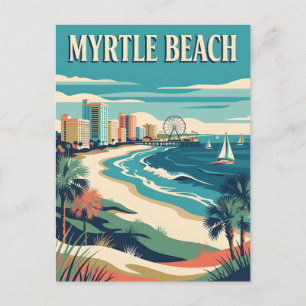 Myrtle Beach South Carolina Coastal Vintage Poster Postcard