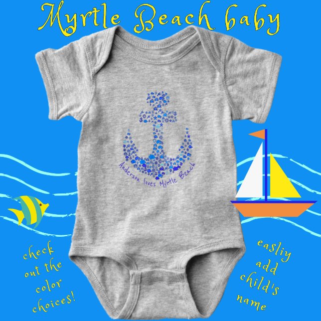 Myrtle Beach South Carolina Fun Nautical Art Baby Bodysuit (Creator Uploaded)
