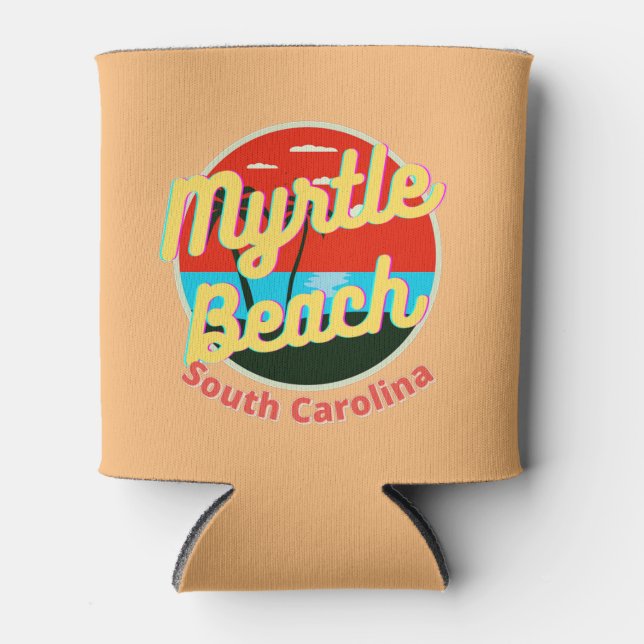 Myrtle Beach South Carolina Retro Sunset  Can Cooler (Front)