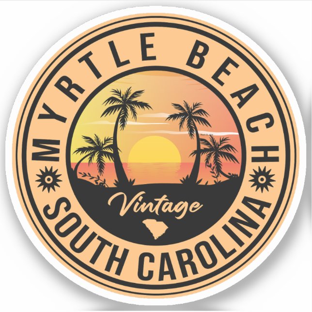 Myrtle Beach South Carolina Retro Sunset Souvenir (Front)