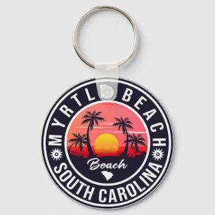 Myrtle Beach South Carolina Retro Sunset Souvenir Key Ring