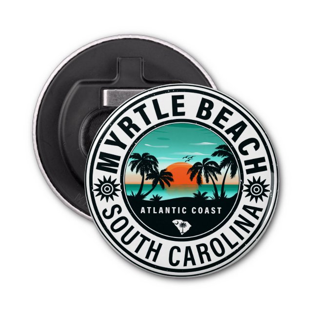 Myrtle Beach South Carolina Retro Sunset Souvenirs Bottle Opener (Front)