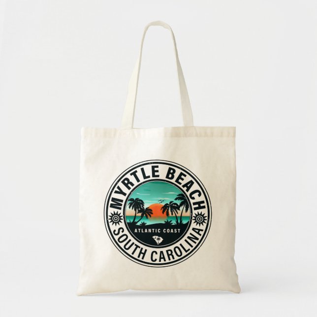 Myrtle Beach South Carolina Retro Sunset Souvenirs Tote Bag (Front)