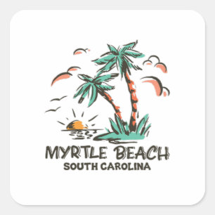 Myrtle Beach - South Carolina - Sunset Square Sticker