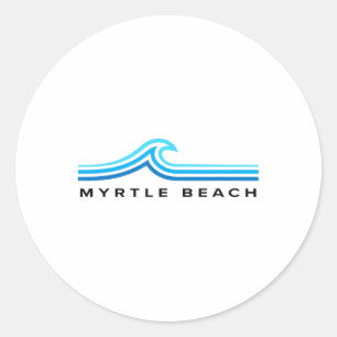 Myrtle Beach South Carolina Waves Mens Womens Boys Classic Round Sticker