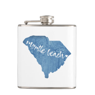 Myrtle Beach South Carolina Wood Grain Hip Flask