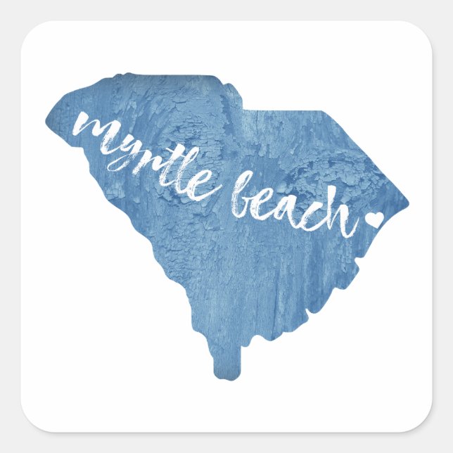 Myrtle Beach South Carolina Wood Grain Square Sticker (Front)