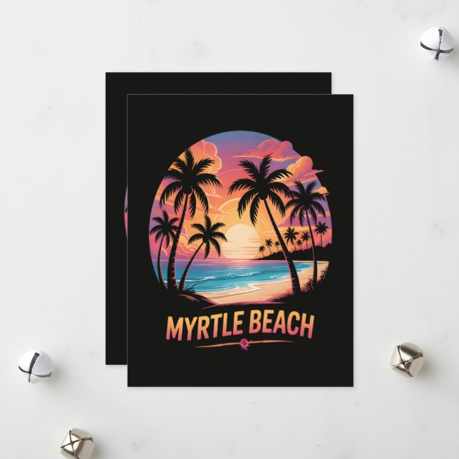 Myrtle Beach Vacation Surfer  Holiday Card (Front/Back In Situ)