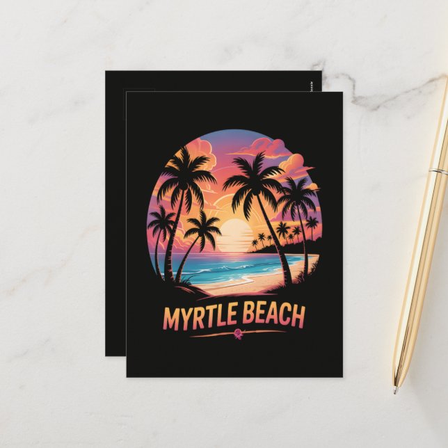 Myrtle Beach Vacation Surfer  Holiday Postcard (Front/Back In Situ)
