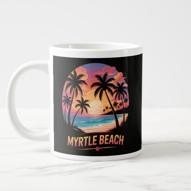 Myrtle Beach Vacation Surfer  Large Coffee Mug (Left)