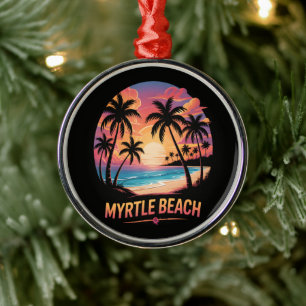 Myrtle Beach Vacation Surfer Metal Ornament