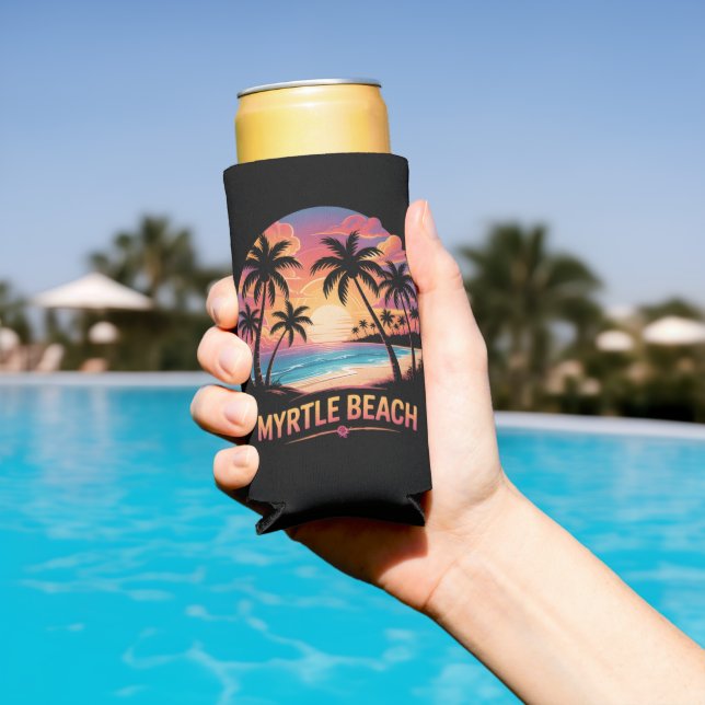 Myrtle Beach Vacation Surfer  Seltzer Can Cooler (In Situ Pool)
