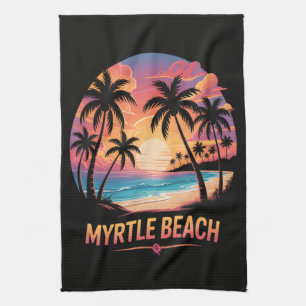 Myrtle Beach Vacation Surfer Tea Towel
