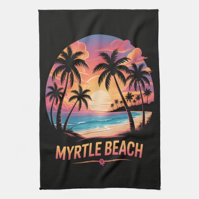 Myrtle Beach Vacation Surfer  Tea Towel (Vertical)
