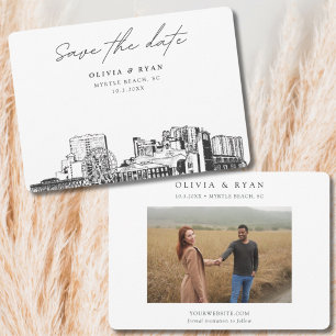 Myrtle Beach Wedding Skyline Save the Date Invitation