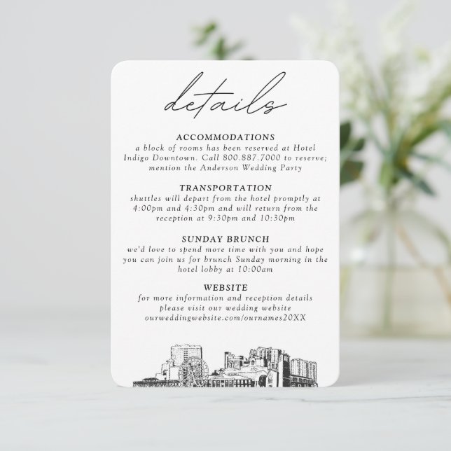 Myrtle Beach Wedding Small Vertical Details Enclosure Card (Standing Front)
