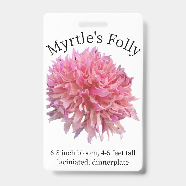 Myrtle's Folly Dahlia ID Badge (Front)