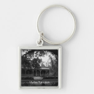 Myrtles Plantation in black and white Key Ring