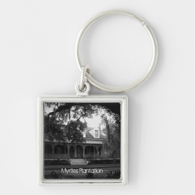 Myrtles Plantation in black and white Key Ring (Front)