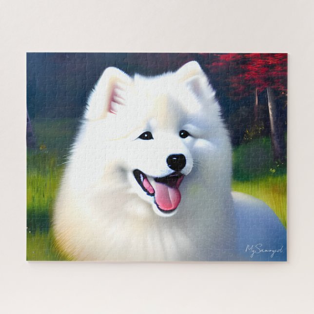 MySamoyed Personalised Gift Idea Cute Samoyed Jigsaw Puzzle (Horizontal)