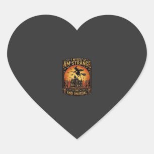 Myself Am Strange Unusual Halloween Witch Haunted  Heart Sticker