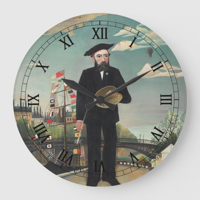 Myself Portrait Landscape 1890, Henri Rousseau Large Clock (Front)