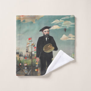Myself: Portrait – Landscape, Henri Rousseau 1890 Bath Towel Set