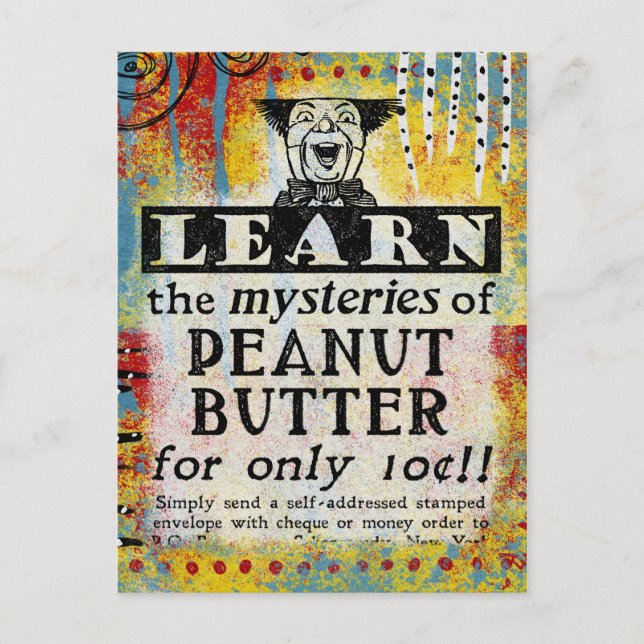 Mysteries of Peanut Butter Postcard Funny Vintage (Front)