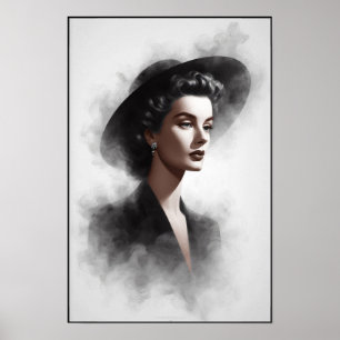 Mysterious 1940's Female Portrait Art Poster