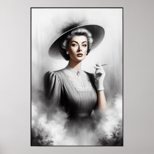 Mysterious 1940's Female Portrait Art Poster