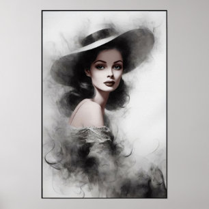 Mysterious 1940's Female Portrait Art Poster