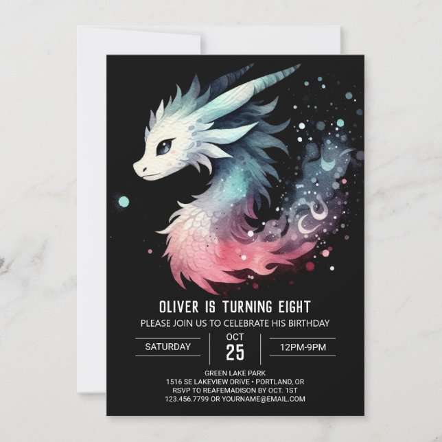 Mysterious Adorable Dragon Birthday Invitation (Front)