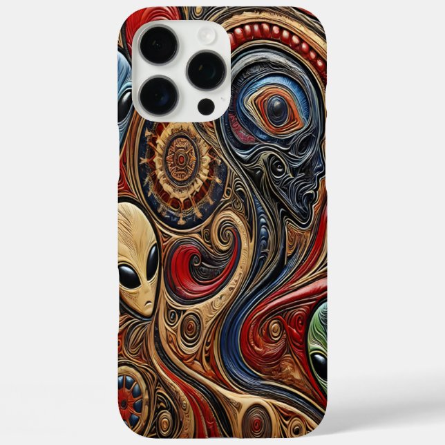 Mysterious Alien Encounter in Vibrant Cosmic Art Case-Mate iPhone Case (Back)