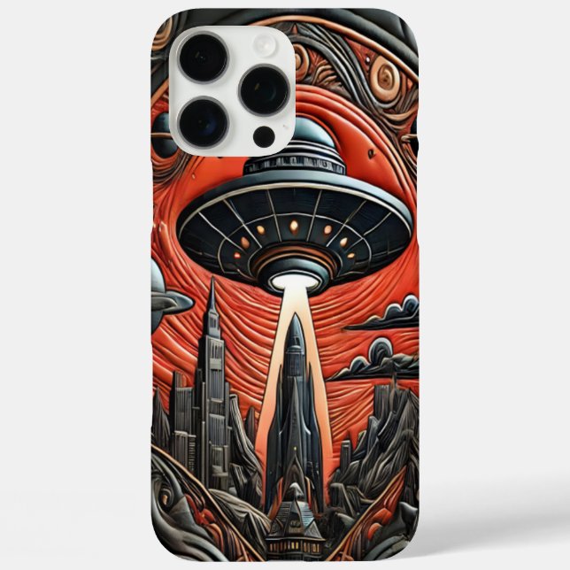 Mysterious Alien Encounter Over a Futuristic City Case-Mate iPhone Case (Back)
