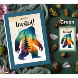 Mysterious Bigfoot Forest Birthday Invitation
