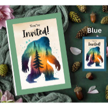 Mysterious Bigfoot Forest Birthday Invitation 
