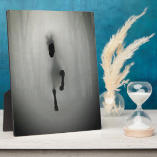 Mysterious Black Horse Running in Misty Fog Forest Plaque