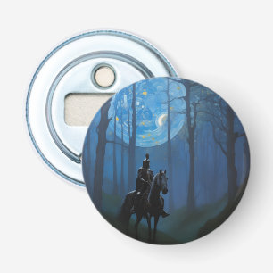 Mysterious Black Knight in the Moonlit Forest Bottle Opener